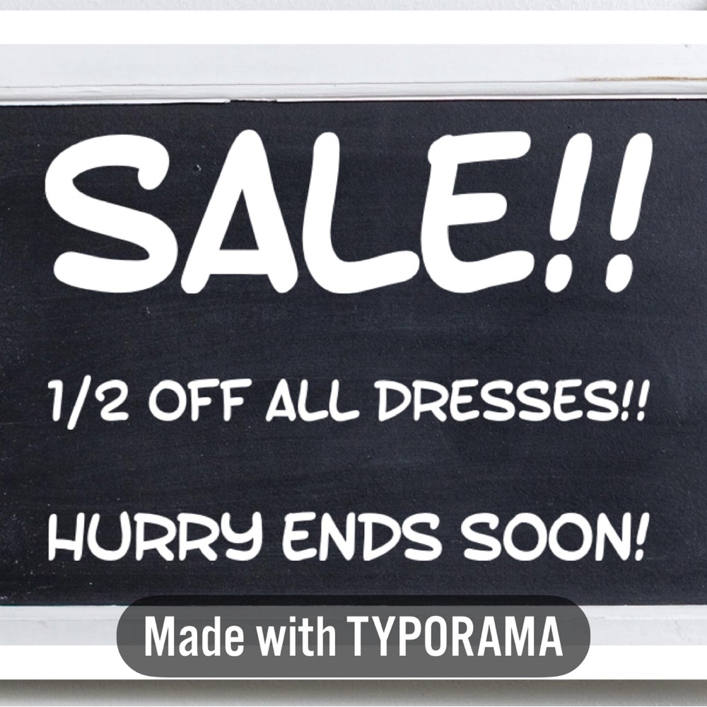 DRESS SALE!!! ALL DRESSES 1/2 Off. Limited Time so act FAST!!!